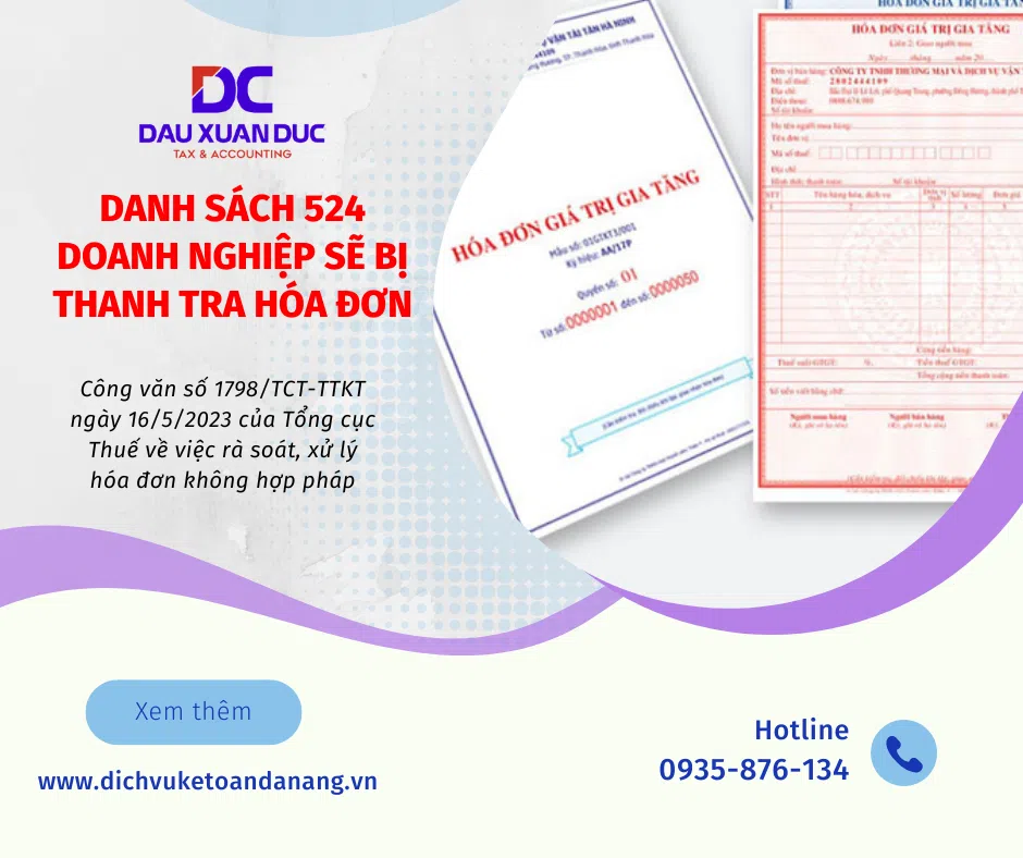 Danh sách 524 doanh nghiệp sẽ bị thanh tra hóa đơn