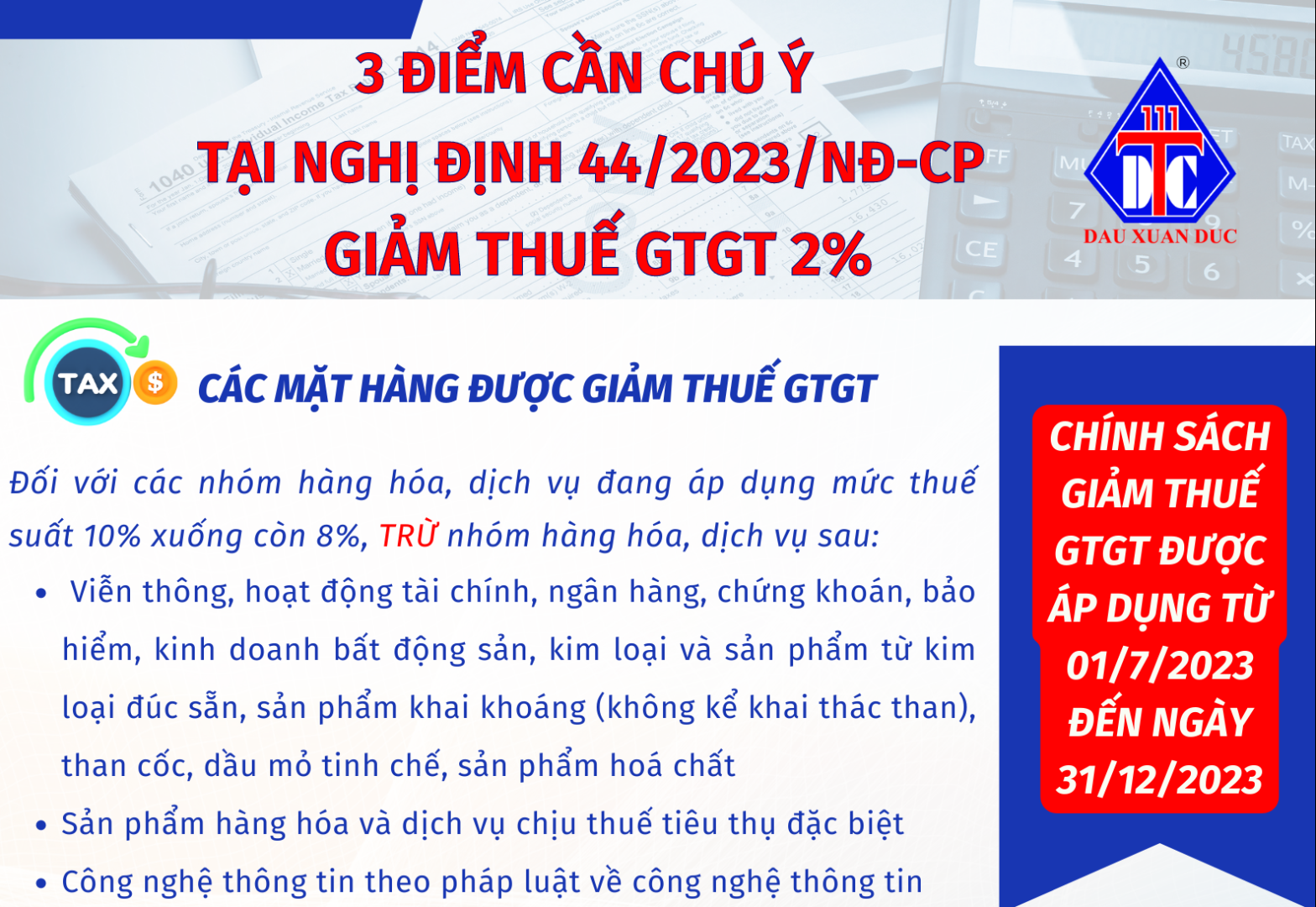 3 điểm cần lưu ý về việc giảm thuế GTGT 2% tại Nghị định 44/2023/NĐ-CP