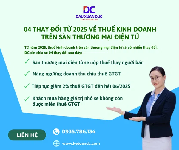 04 thay đổi từ 2025 về Thuế kinh doanh trên sàn thương mại điện tử