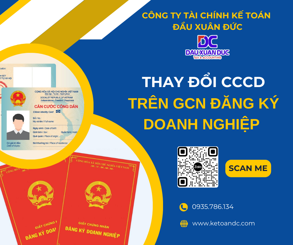 THỰC HIỆN THAY ĐỔI, CẬP NHẬT CCCD TRÊN GCN ĐKDN