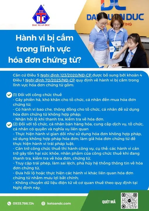 Hành vi bị cấm trong lĩnh vực hóa đơn chứng từ?
