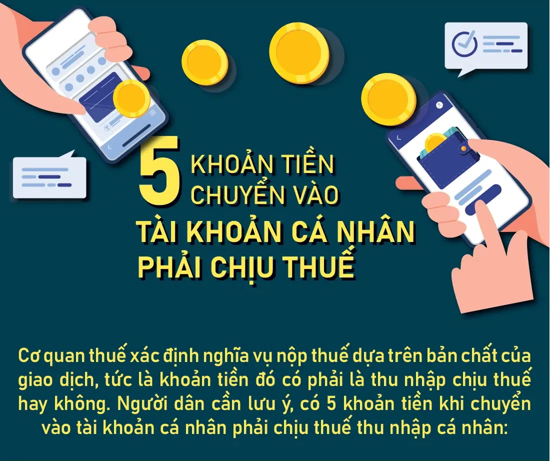 5 KHOẢN TIỀN CHUYỂN VÀO TK CÁ NHÂN PHẢI CHỊU THUẾ