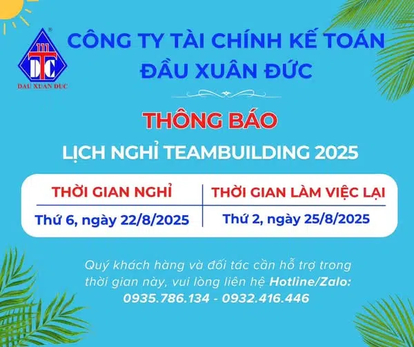 THÔNG BÁO LỊCH NGHỈ TEAMBUILDING 2025