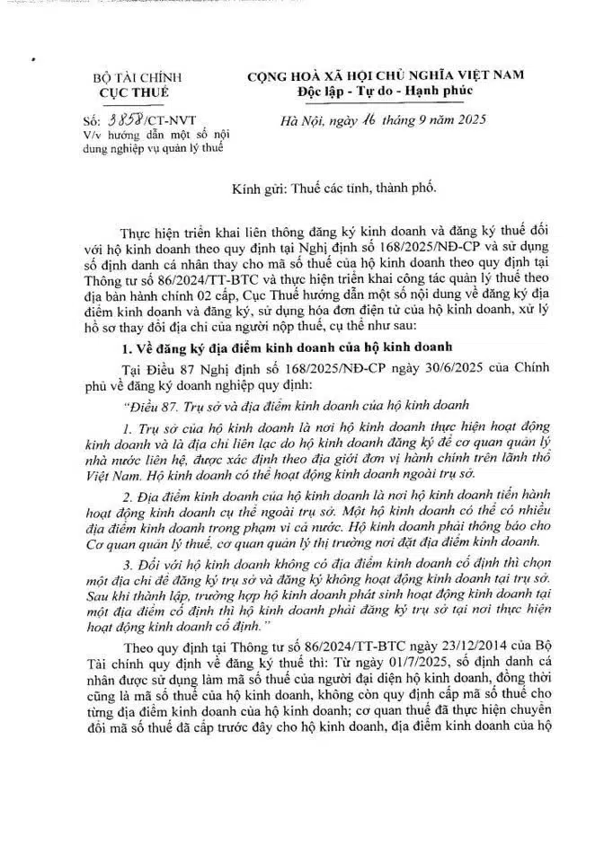 THÔNG BÁO QUAN TRỌNG HỘ KINH DOANH