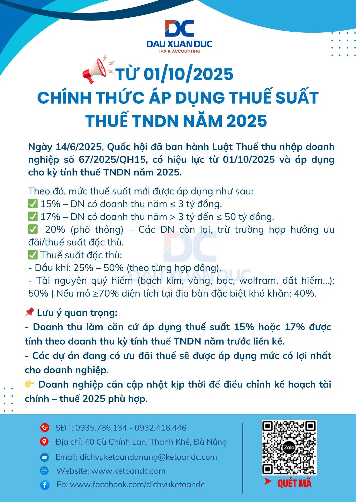 TỪ 01/10/2025 – CHÍNH THỨC ÁP DỤNG THUẾ SUẤT THUẾ TNDN NĂM 2025